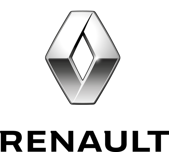 Imagem com o Logo da Renault e um texto logo abaixo do logo escrito 'Renault'
